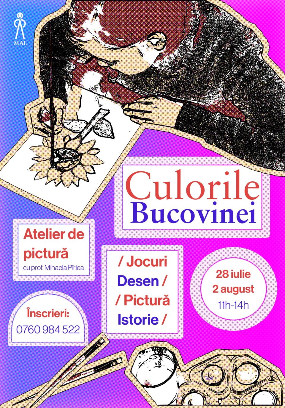 „Culorile Bucovinei”, jocuri, desen, pictură, o săptămână creativă pentru copii, la Muzeul Arta Lemnului