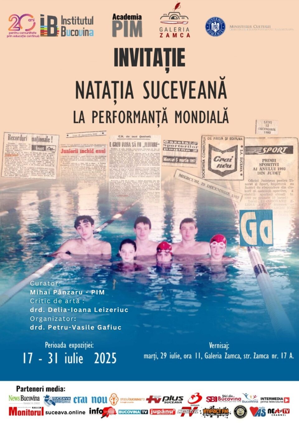 „Natația suceveană la performanță mondială”, expoziție inedită, la Galeria Zamca