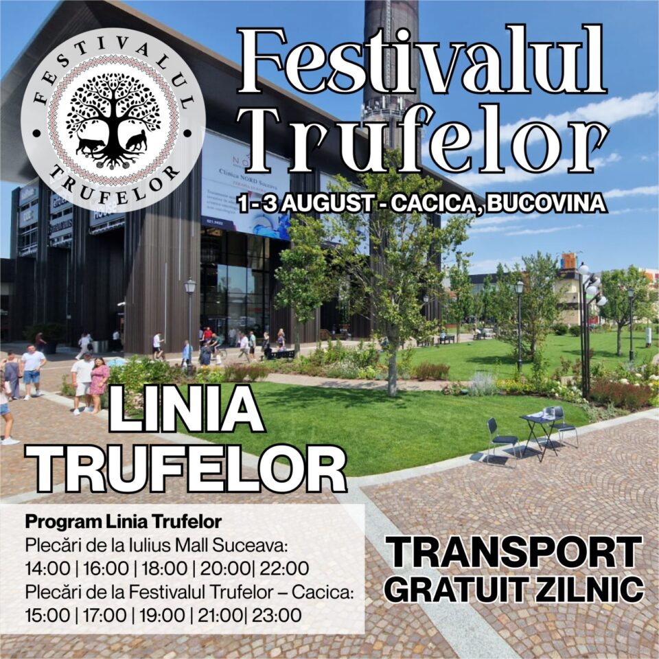 Transport gratuit din municipiul Suceava la Festivalul Trufelor din Cacica pe toată perioada evenimentului