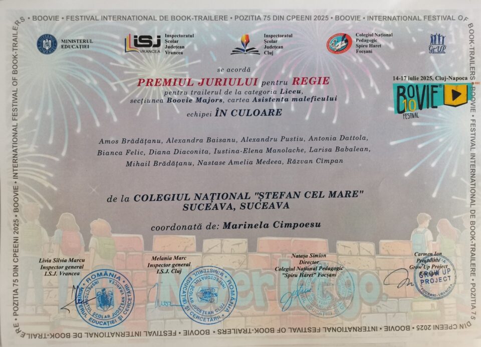 Ștefaniștii au câștigat trofeul celui mai mare festival școlar de book-trailere, la Cluj