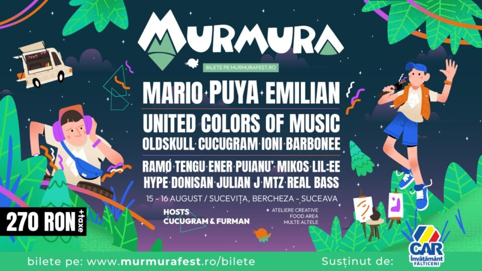Mario Fresh, Puya și Emilian, la „Murmura Fest 2025”, la Sucevița, eveniment susținut de CAR Învățământ Fălticeni