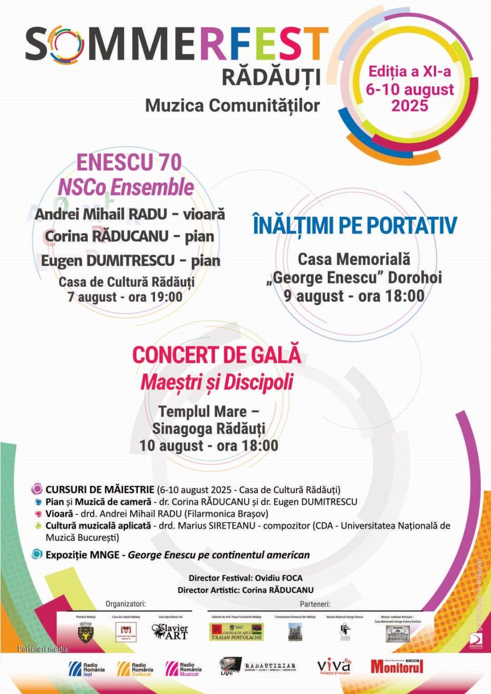 Concerte, expoziții, cursuri de măiestrie dedicate muzicii clasice, la „Sommerfest Rădăuți – Muzica comunităților”
