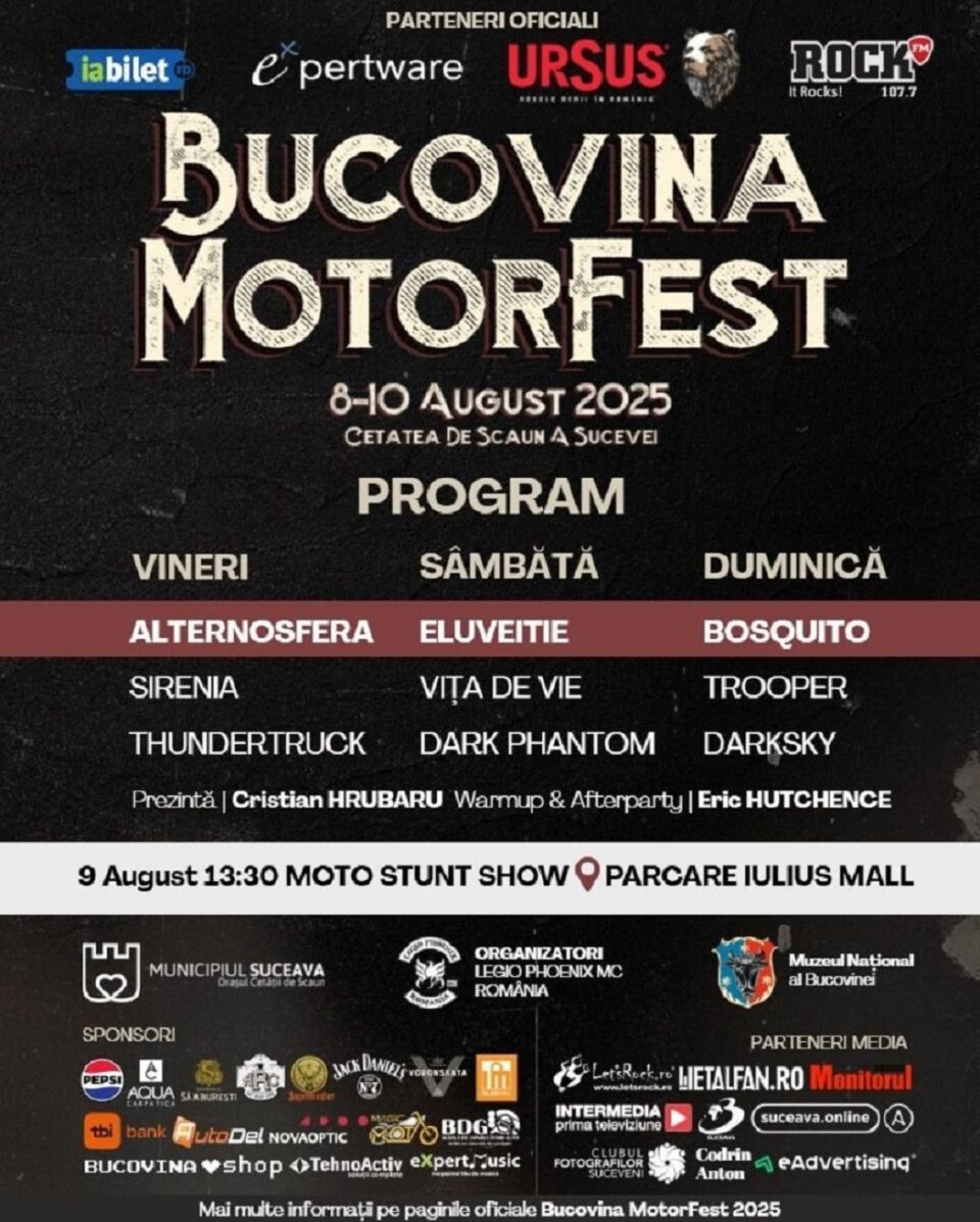 Cel mai mare motorfest din țară va aduce la Suceava concerte cu trupe mari din țară și străinătate