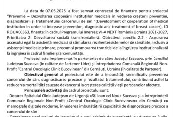 Dezvoltarea cooperării instituțiilor medicale în vederea creșterii prevenției,  diagnosticării și tratamentului cancerului de sân