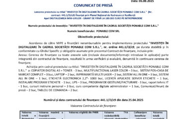 INVESTIŢII ÎN DIGITALIZARE ÎN CADRUL SOCIETĂŢII PONABLE COM S.R.L.