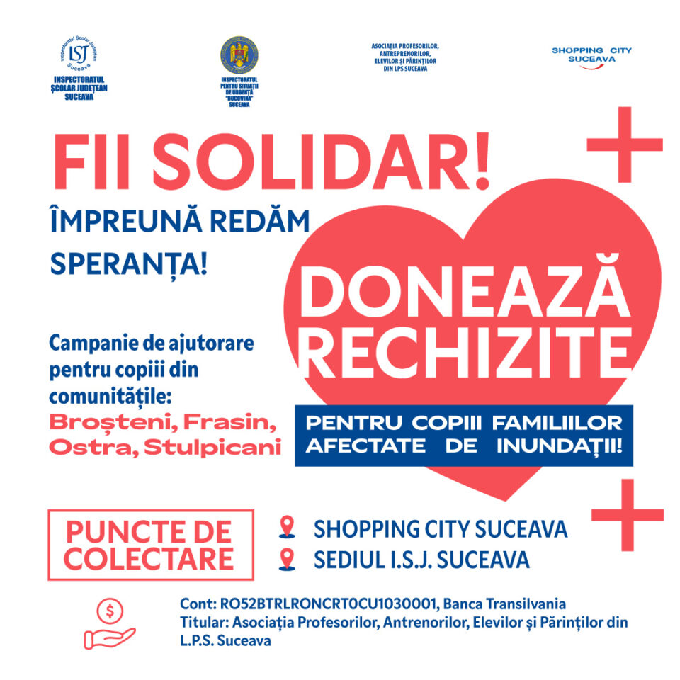 Shopping City Suceava, partener al campaniei umanitare pentru copiii afectați de inundații, deschide un nou punct de colectare