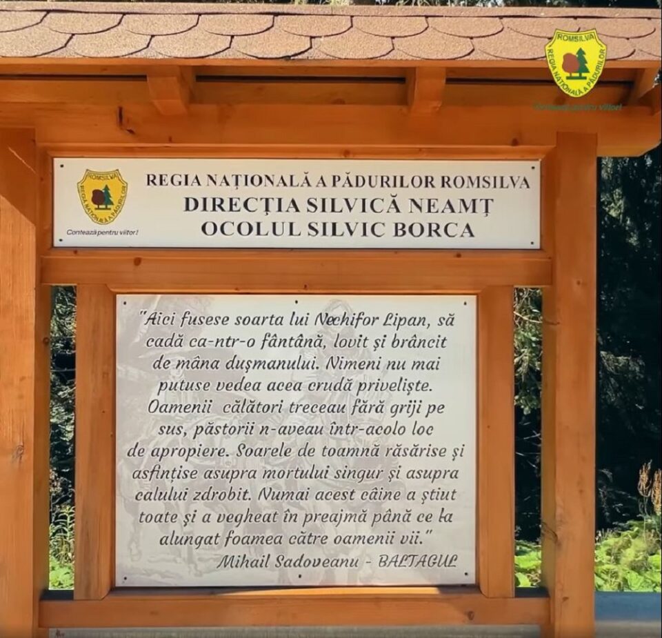 Popas amenajat de silvicultori, pe Drumul Talienilor, în locul unde și-a găsit sfârșitul Nechifor Lipan