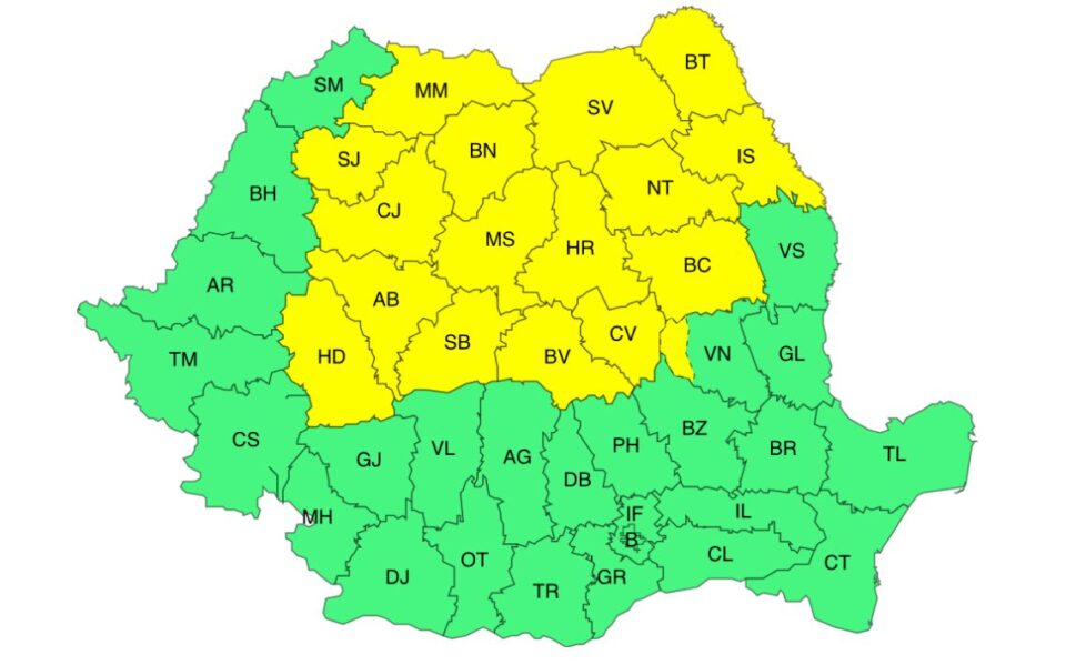 Două coduri de vânt, vijelii și ploi, emise pentru județul Suceava