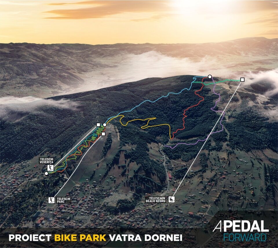 Parcul pentru bicicliști din Vatra Dornei va avea șapte trasee cu diferite grade de dificultate