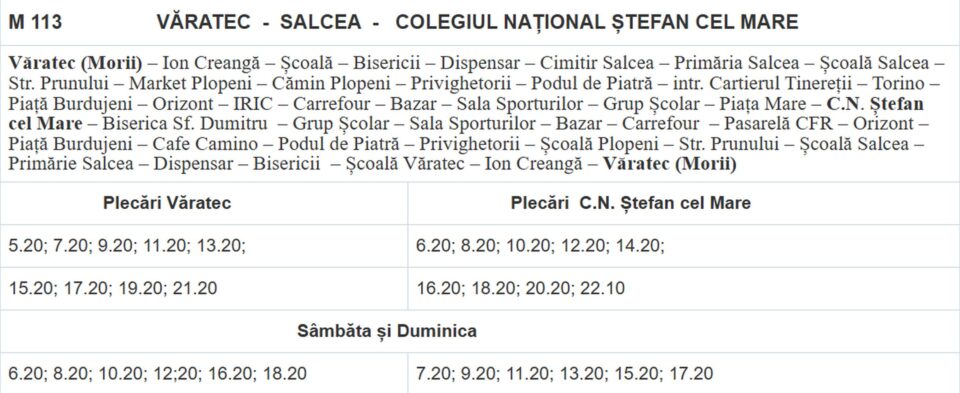 Orarul și traseele transportului metropolitan Suceava – primele linii