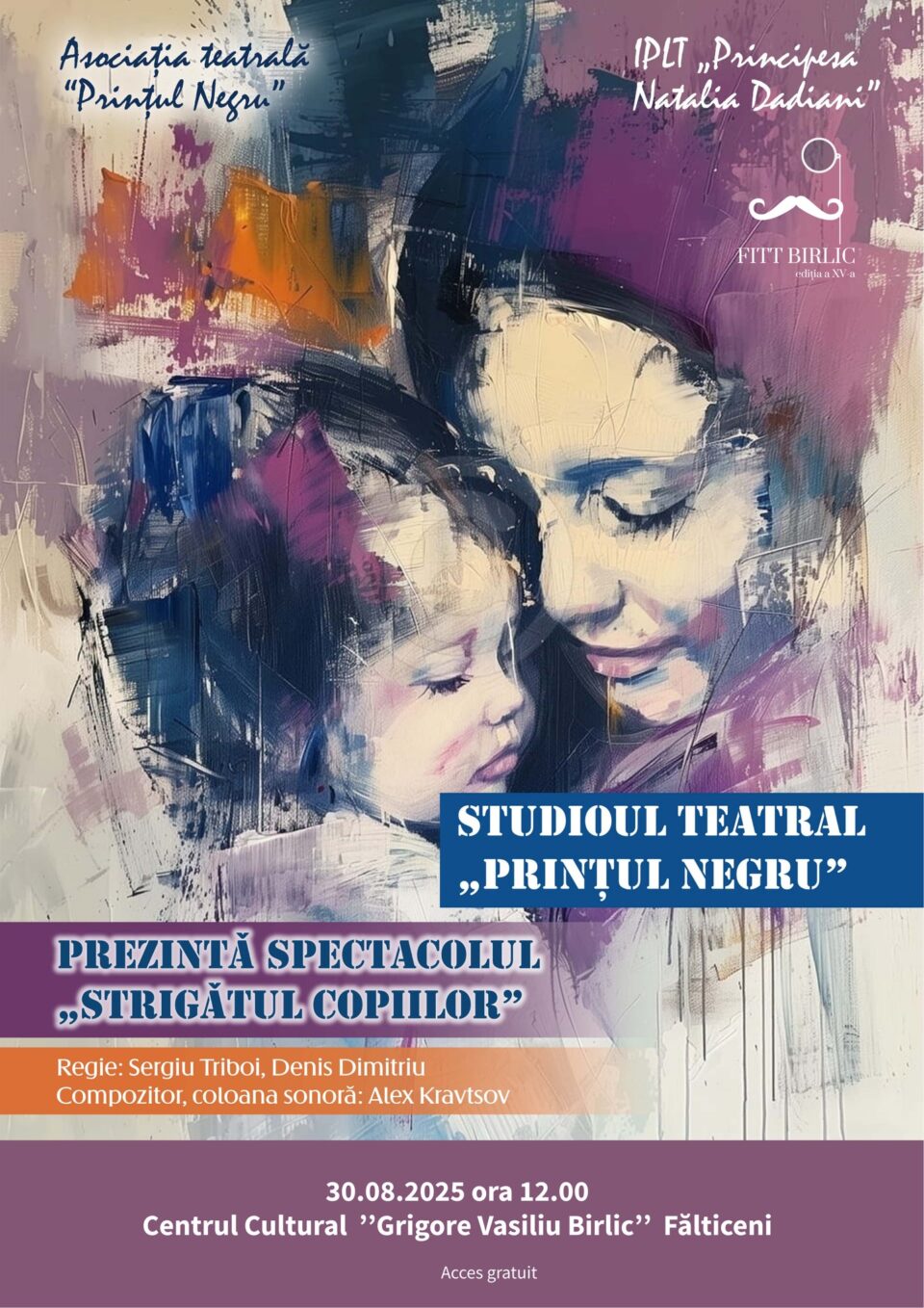 Spectacolul de teatru „Strigătul copiilor”, cu actori de la Chișinău, la Centrul Cultural „Grigore Vasiliu Birlic”