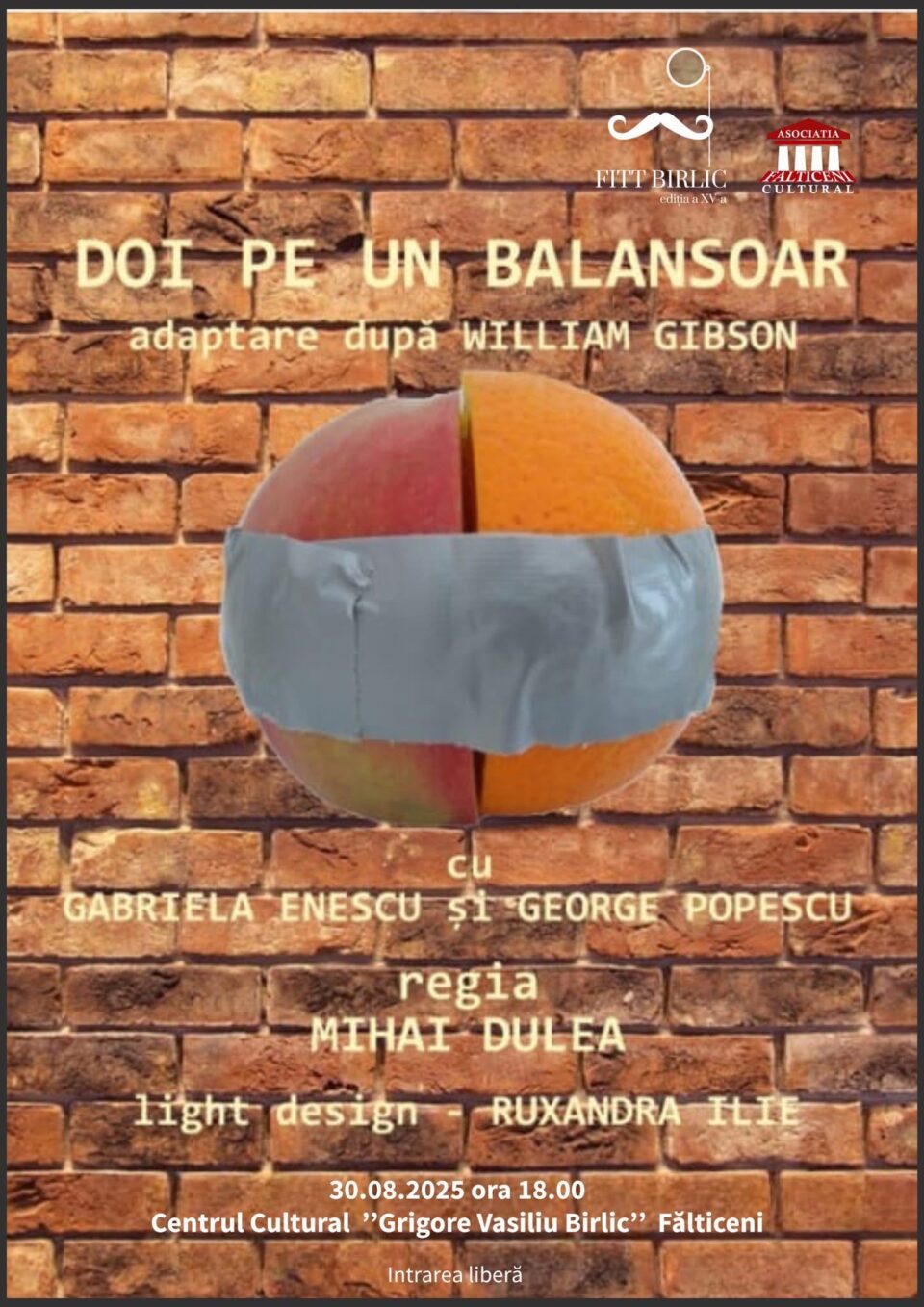 „Doi pe un balansoar”, adaptare după William Gibson, la Sala „Draga Olteanu Matei” din Fălticeni