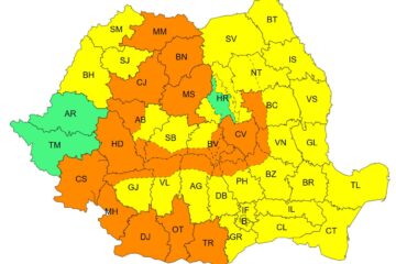 Cod galben și portocaliu de furtuni în aproape întreaga țară
