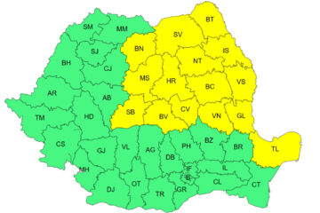 Cod galben de vreme rea până duminică seara, în 15 județe