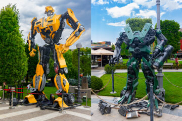 14 roboți giganți s-au instalat în parcarea de la Iulius Mall Suceava