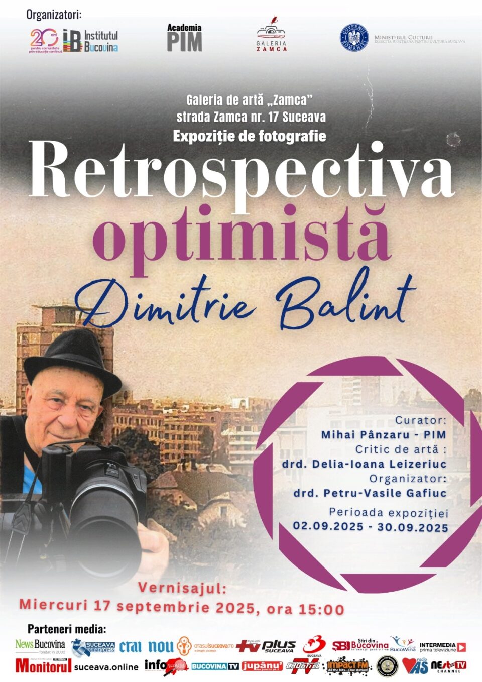 Artistul fotograf Dimitrie Balint va expune, cu prilejul împlinirii a 95 de ani, expoziția „Retrospectiva optimistă”