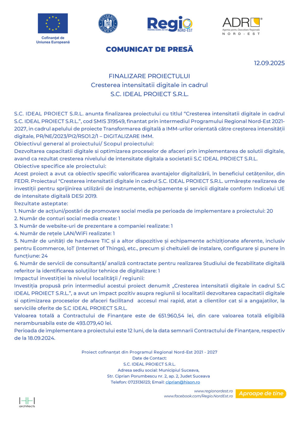 FINALIZARE PROIECTULUI  Cresterea intensitatii digitale in cadrul  S.C. IDEAL PROIECT S.R.L.