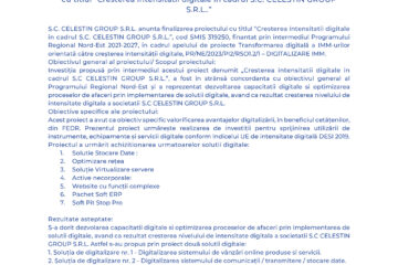 FINALIZAREA PROIECTULUI  Cresterea intensitatii digitale in cadrul S.C. CELESTIN GROUP S.R.L.