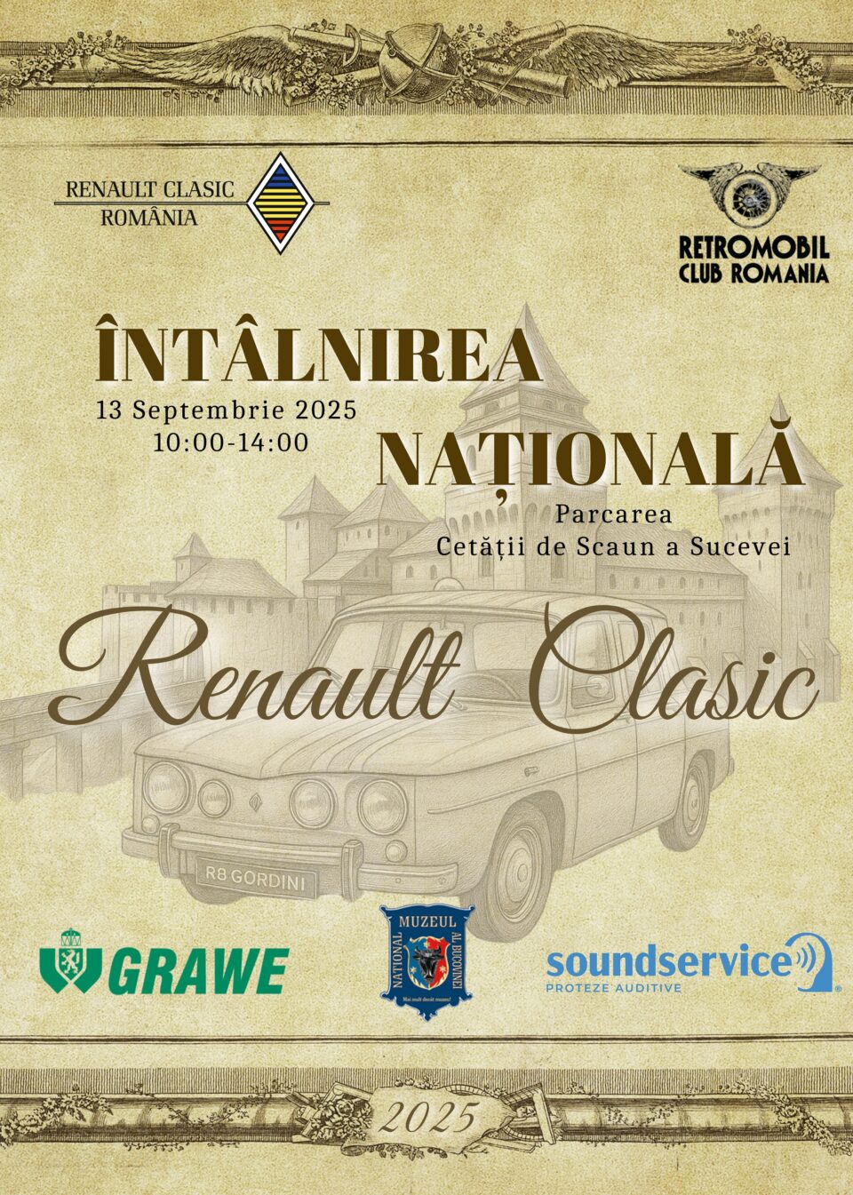 Expoziție auto Renault Clasic, la Cetatea de Scaun a Sucevei
