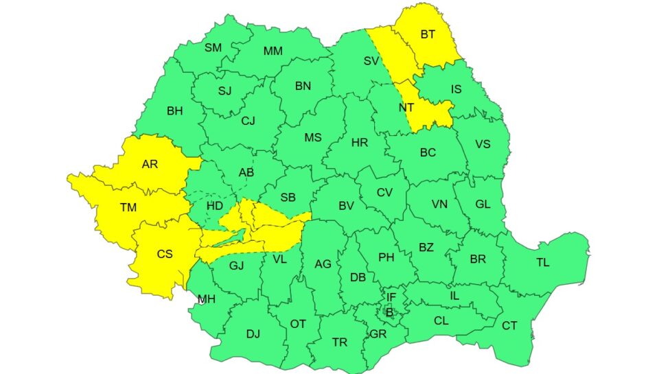 Cod galben de vânt puternic în zona joasă a județului Suceava