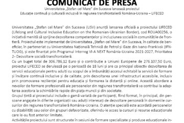 Universitatea „Ștefan cel Mare” din Suceava lansează proiectul Educație continuă și culturală incluzivă în regiunea transfrontalieră România-Ucraina – LIFECED