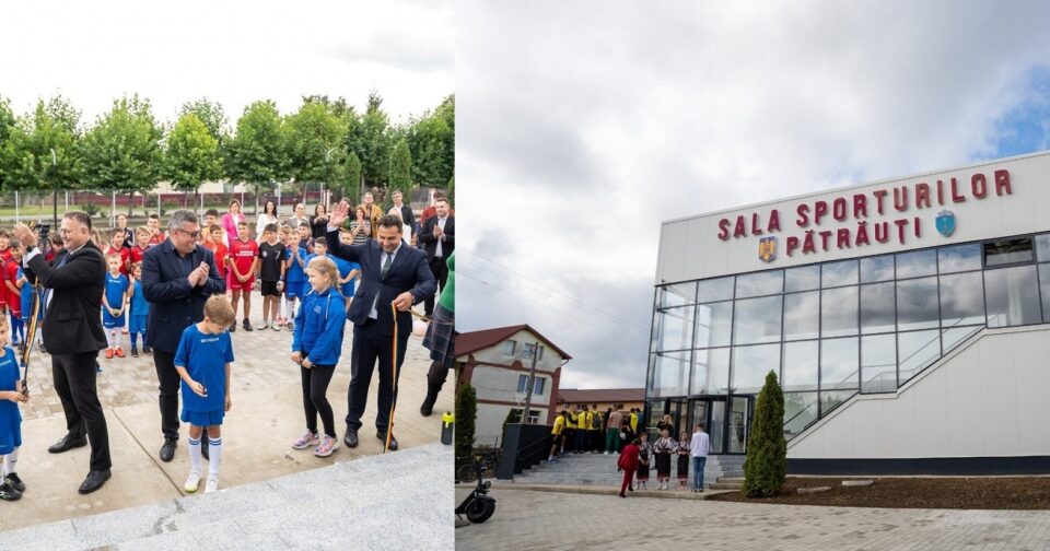 Vicepreședintele CJ Suceava, alături de primarul din Pătrăuți la inaugurarea Sălii Sporturilor și premierea „cuplurilor de aur”