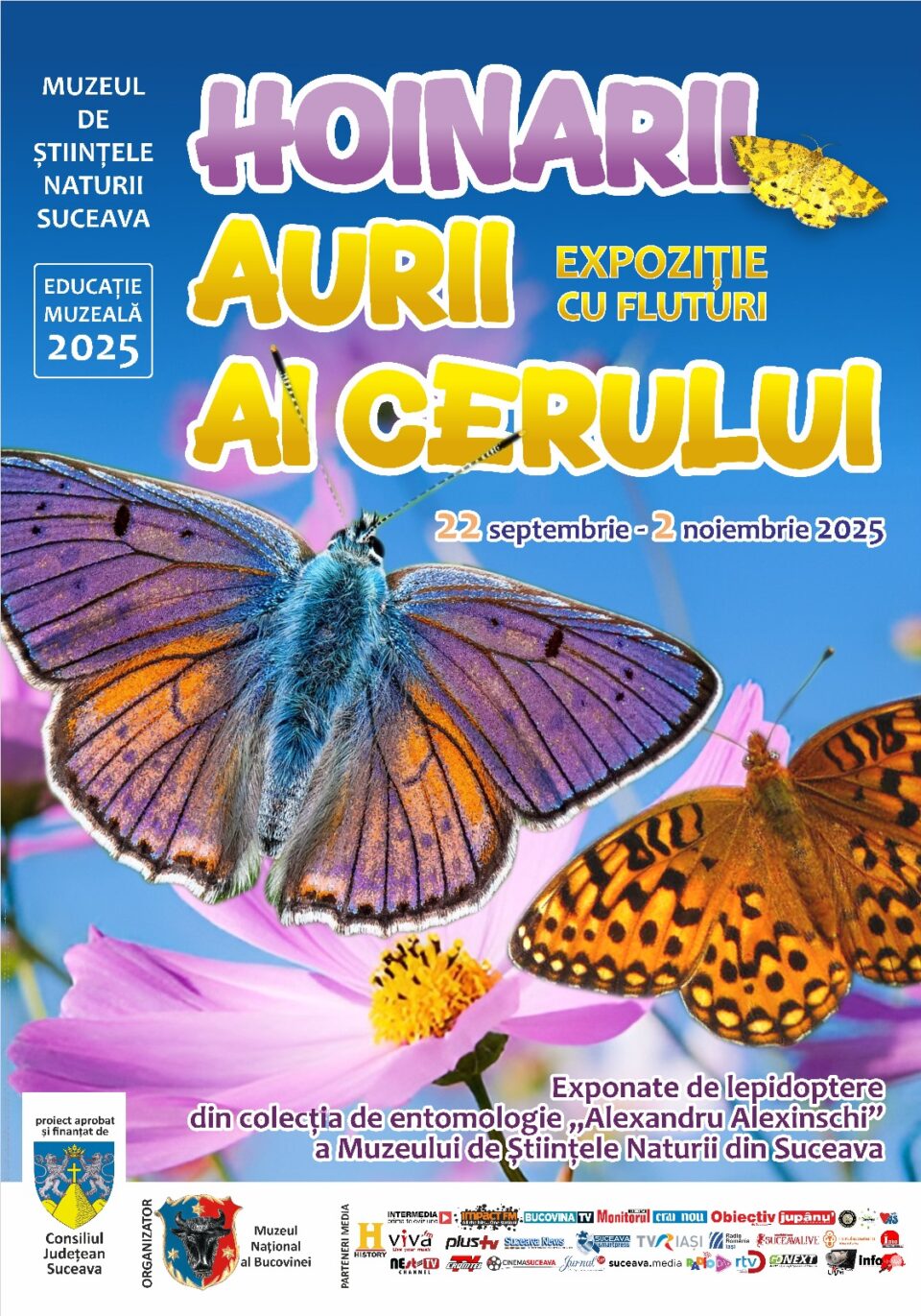 Expoziția temporară „Hoinarii aurii ai cerului”, o incursiune spectaculoasă în lumea fluturilor, la Muzeul de Științele Naturii