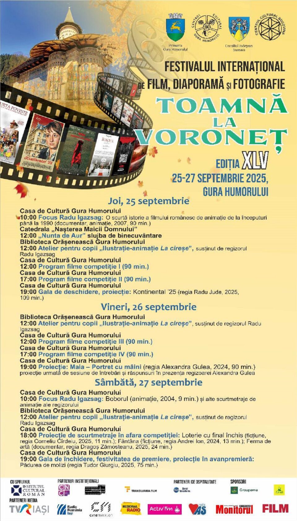 A 45-a ediție a Festivalului Internațional de Film, Diaporamă și Fotografie „Toamnă la Voroneț”, la Gura Humorului