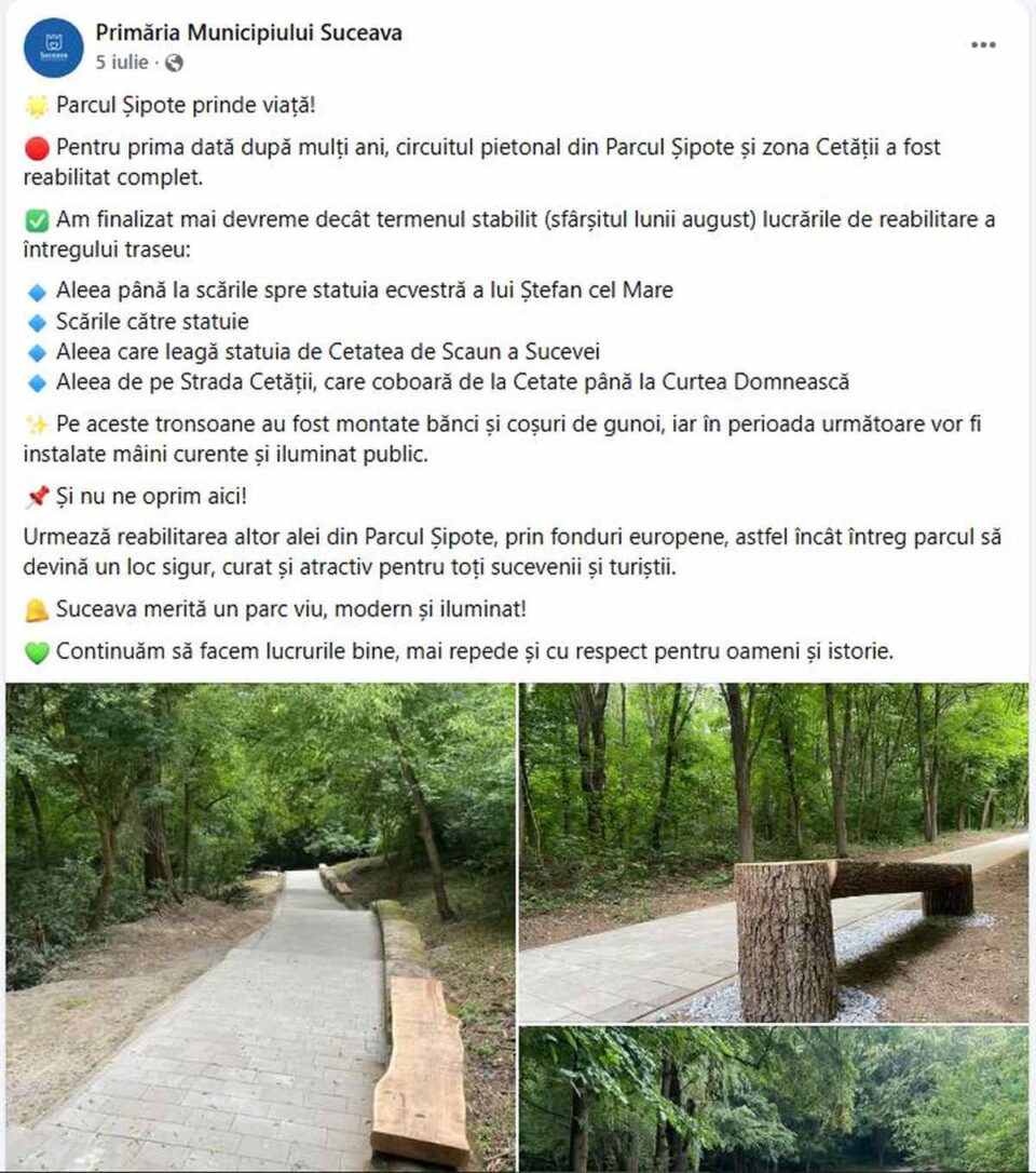 Finalizare Parc Șipote Primăria Suceava 5 iulie
