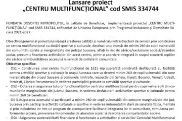 Lansare proiect  „CENTRU MULTIFUNCTIONAL” cod SMIS 334744