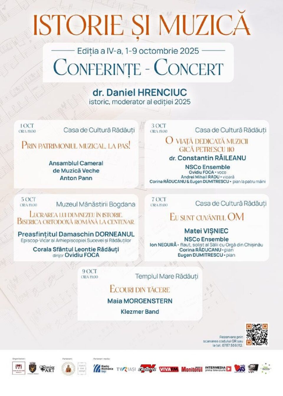 A IV-a ediție a seriei de conferințe-concert „Istorie și Muzică” se deschide, pe 1 octombrie, la Rădăuți