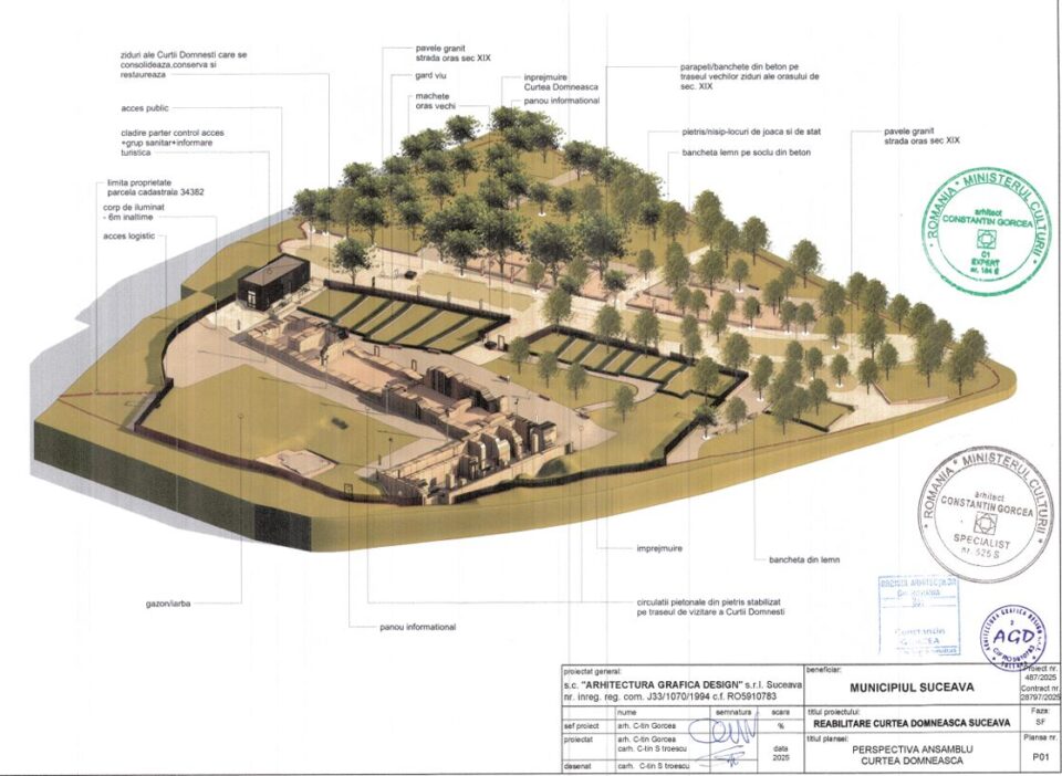 Proiect de reabilitare a Curții Domnești și a parcului alăturat, în atenția Consiliului Local Suceava