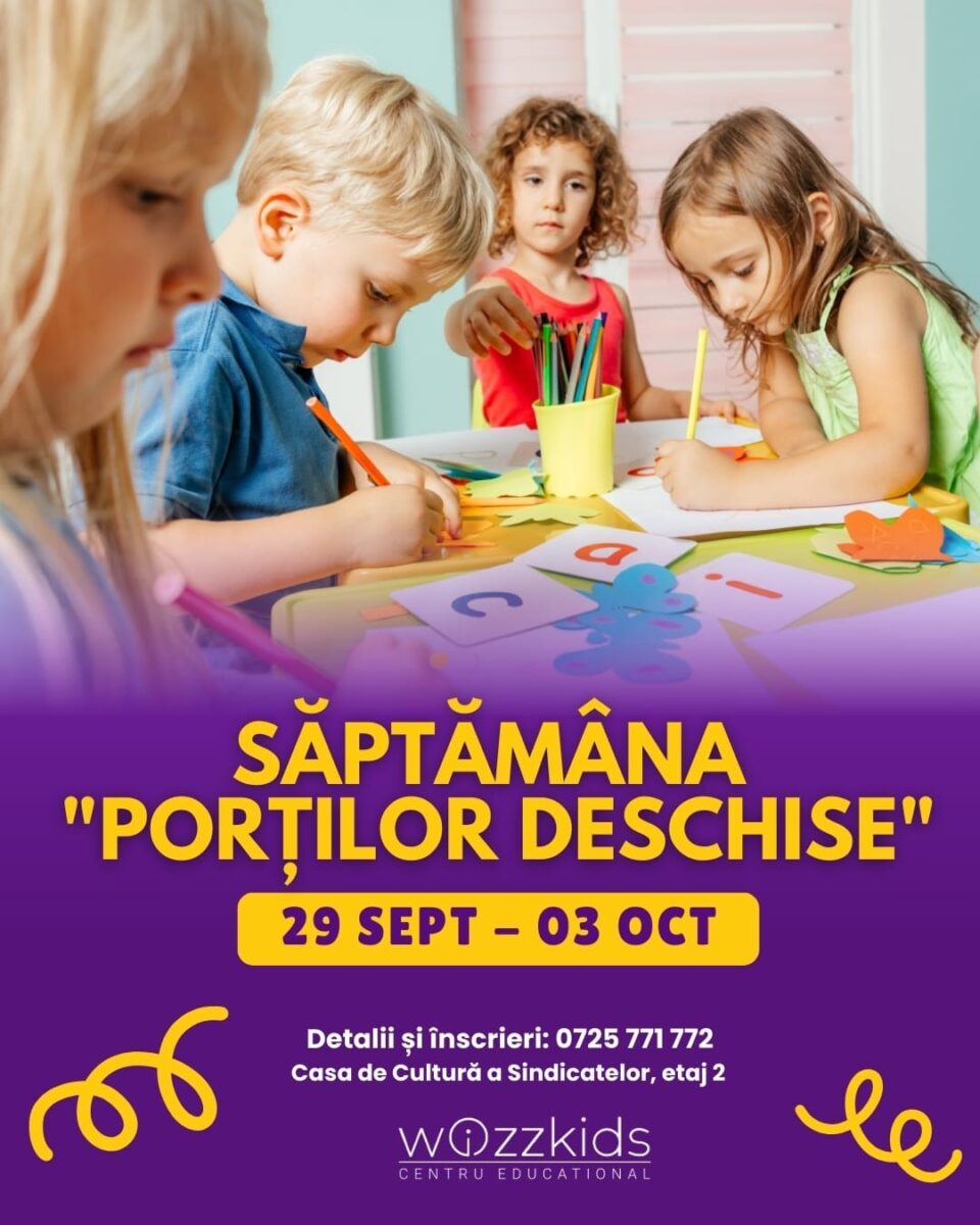 GRATUIT! „Săptămâna Porților Deschise”, la Centrul Educațional Wizz Kids, pentru copii cu vârste între 6 și 10 ani