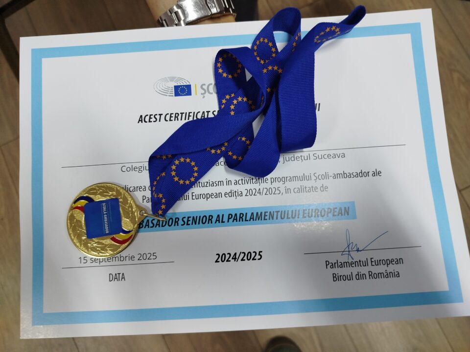 Colegiul Tehnic „Mihai Băcescu” a devenit Școală-Ambasador a Parlamentului European