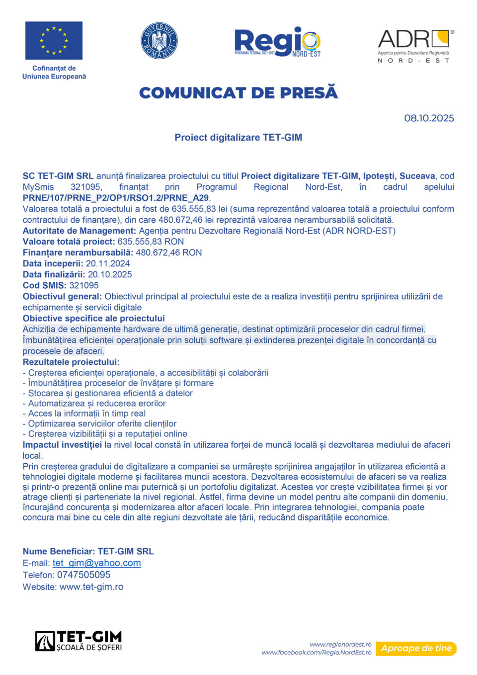 Proiect digitalizare TET-GIM