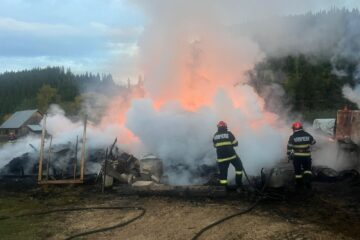 Un incendiu plecat de la o afumătoare a distrus o gospodărie întreagă