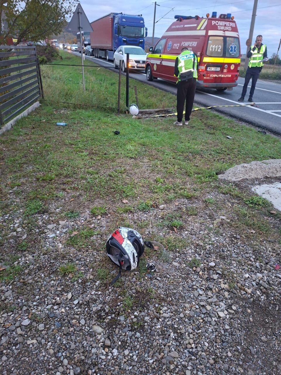 Accident între două motociclete. O victimă era în stare de inconștiență