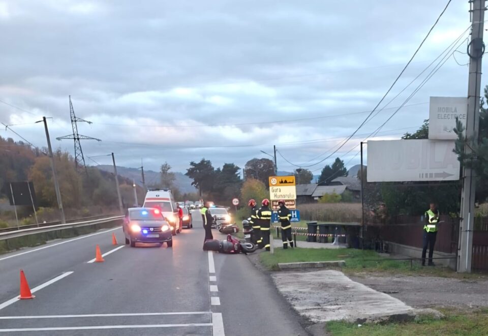 Accident între două motociclete. O victimă era în stare de inconștiență