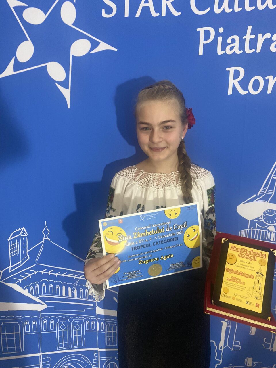 Tânăra artistă Agata Zugravu a câștigat trofeul Secțiunii Muzică populară, la un festival internațional