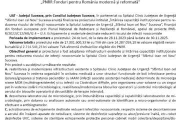 Întărirea capacităţii instituţionale pentru reducerea riscului de infecţii nosocomiale la Spitalul Judeţean de Urgenţă „Sfântul Ioan cel Nou” Suceava