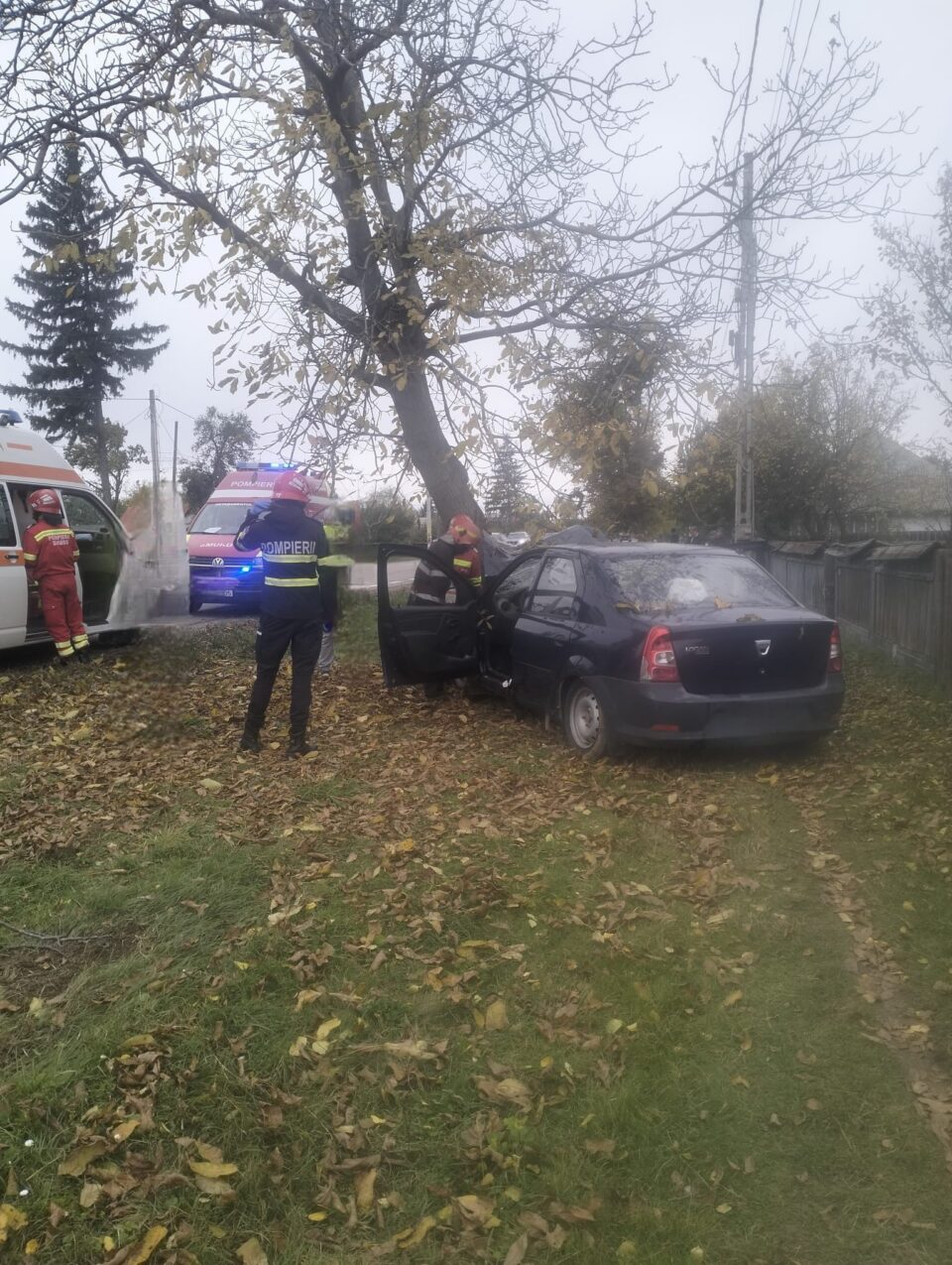 Un bărbat a intrat cu mașina pe care o conducea într-un copac de pe marginea drumului