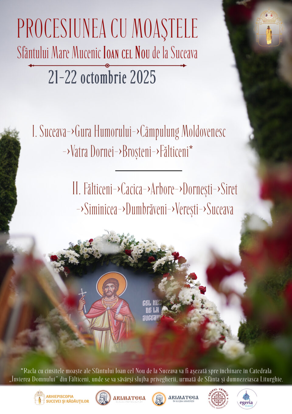 Moaștele Sfântului Ioan cel Nou vor călători în întreaga Arhiepiscopie a Sucevei și Rădăuților în zilele de 21 și 22 octombrie 2025