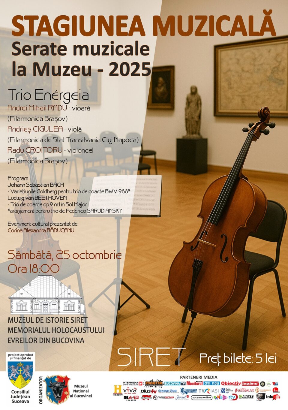 „Serate muzicale la Muzeu”, concert, sâmbătă, la Muzeul de Istorie Siret