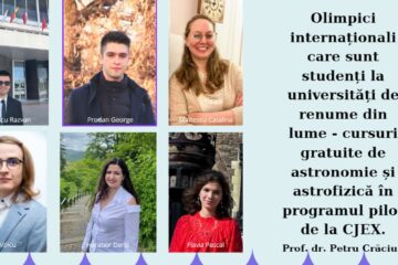 O parte dintre tinerii voluntari care colaboreaza cu Centrul de pregătire în astronomie și astrofizică