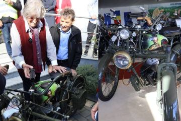 Omul de afaceri sucevean Alexandru Șcheul, i-a prezentat personal marelui actor Florin Piersic motocicleta „Mărgelatu”