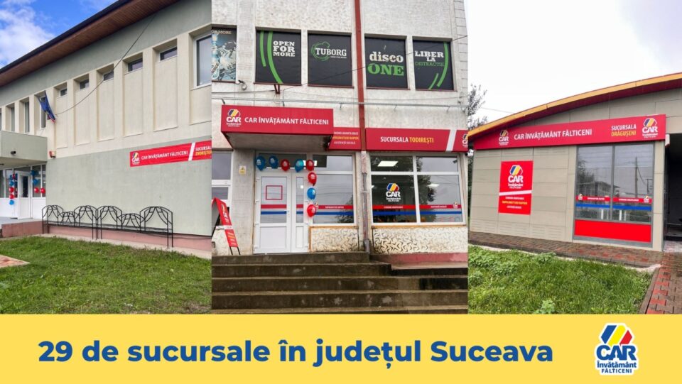 CAR Învățământ Fălticeni ajunge la 29 de sucursale în județul Suceava – noi deschideri la Drăgușeni, Todirești și Zvoriștea