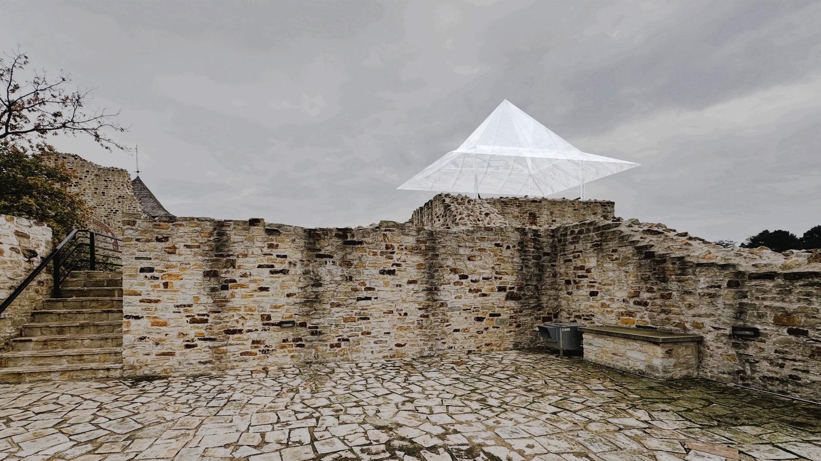 Forma originală a zidurilor Cetății de Scaun va fi sugerată printr-o plasă metalică specială, montată deasupra zidurilor