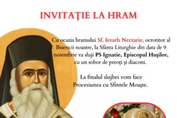 PS Ignatie, Episcopul Hușilor, va sluji duminică la Biserica cu hramul „Sfântul Ierarh Nectarie”, din curtea Spitalului Vechi Suceava