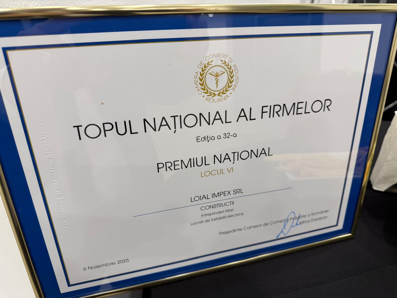 Loial Impex Suceava, recunoscută la nivel național pentru performanță și contribuția la dezvoltarea infrastructurii energetice