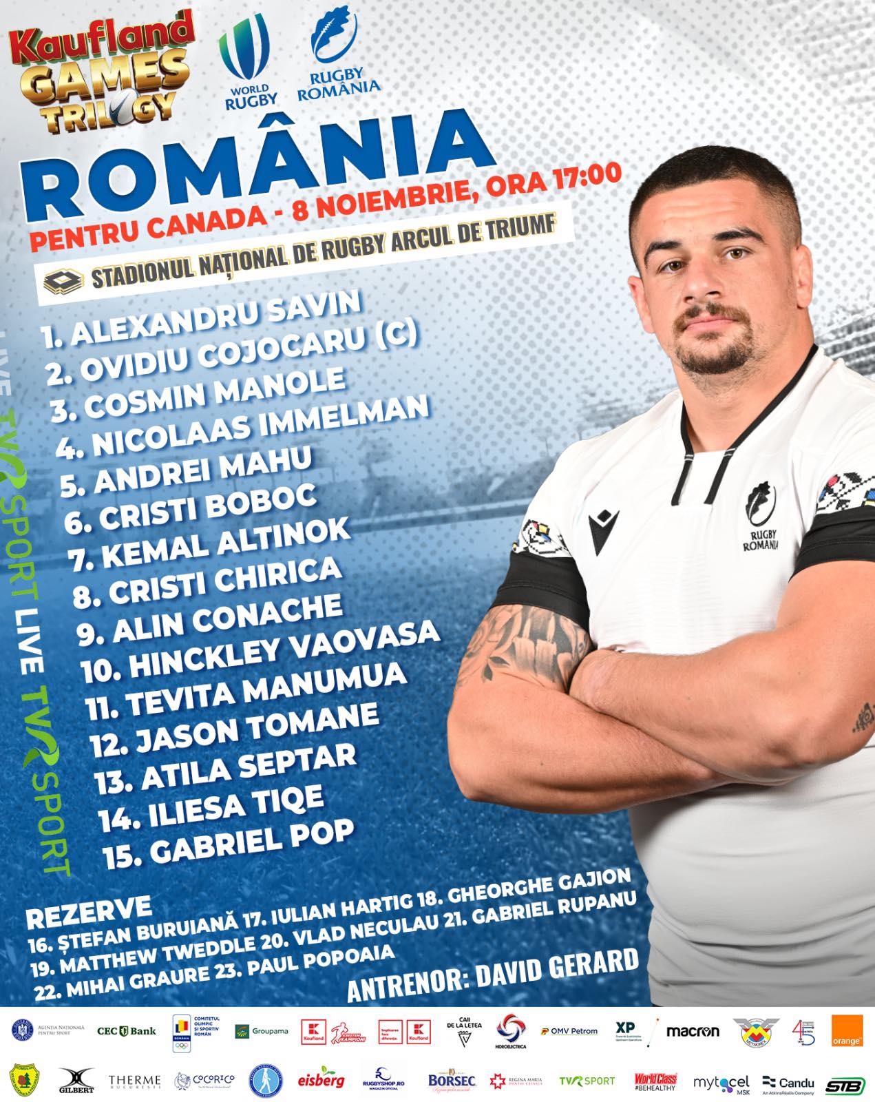 Suceveanul Alin Conache, titular pentru România în meciul cu Canada